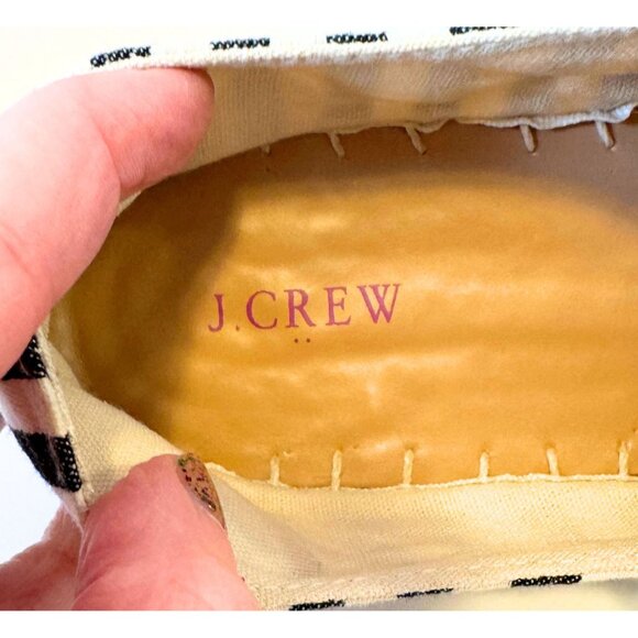 J.Crew Womens Black & White Striped Espadrille Sneakers Size 8 Canvas & Jute - Picture 2 of 5
